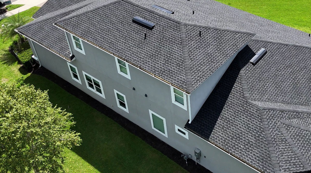 aerial view of residential home rooftop