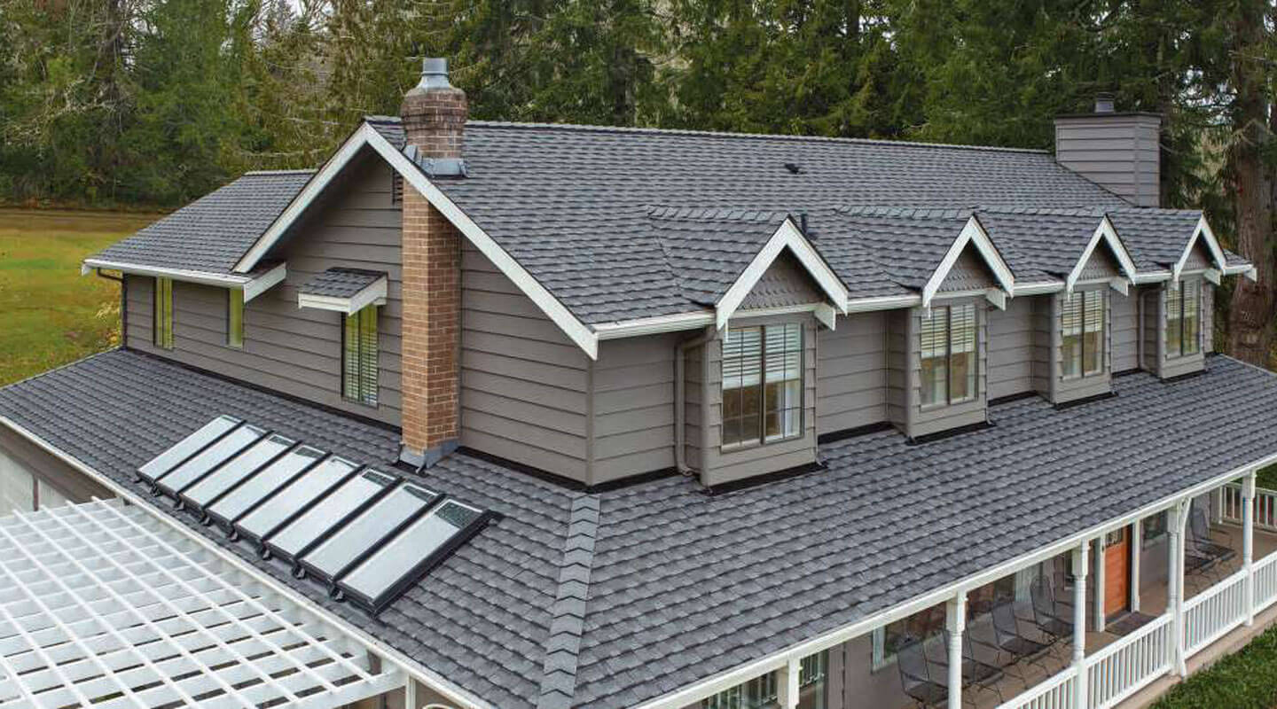 aerial view of nice residential home rooftop